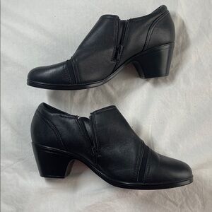Clarks Black Leather Heeled Shoes